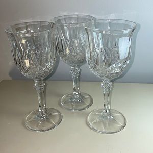 Vintage lead crystal wine glasses, set of three